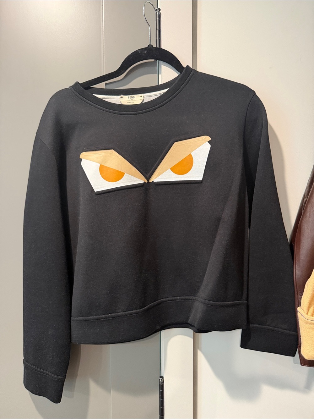 Fendi Black Sweatshirt with Eye Patch Detail